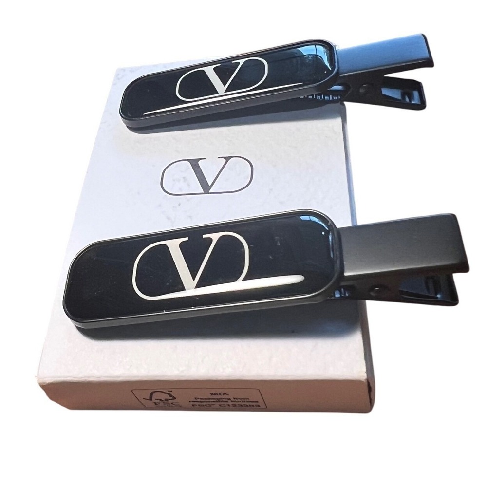 Valentino Black Hair Clips Set of Two New in Box